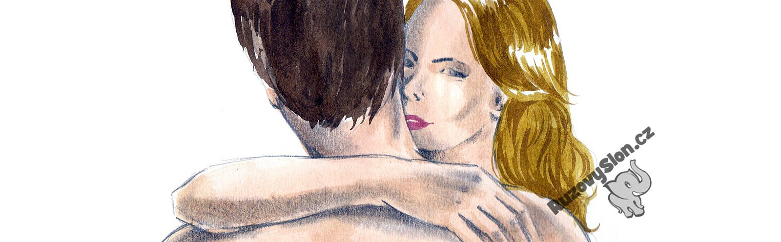 blonda îmbrățișând un bărbat