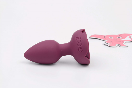 Plug anal iluminat Rose Flash cu buton tactil (9,5 cm)