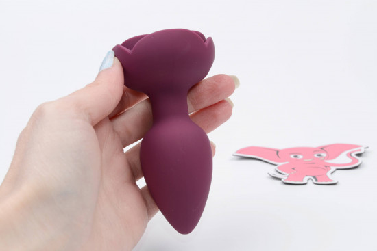 Plug anal iluminat Rose Flash cu buton tactil (9,5 cm)