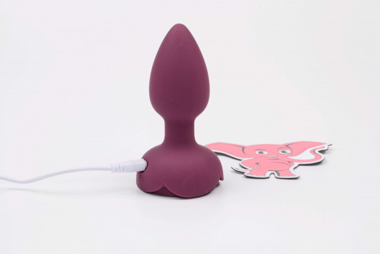 Plug anal iluminat Rose Flash cu buton tactil (9,5 cm)