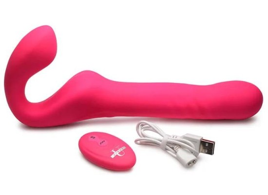 Mighty Thrust Thrusting and Vibrating Strapless Strap-On with Remote Control