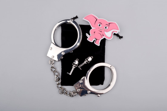 Cătușe metalice Hard Game + husă din piele de căprioară