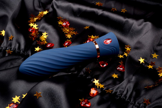 Vibrator dublu din silicon Blue Velvet (15 cm)