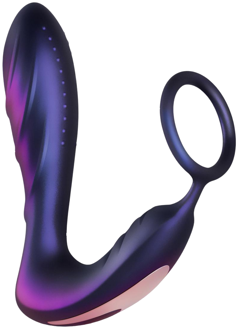Plug anal vibrator Black Hole cu inel de erecție și telecomandă (14,3 cm)