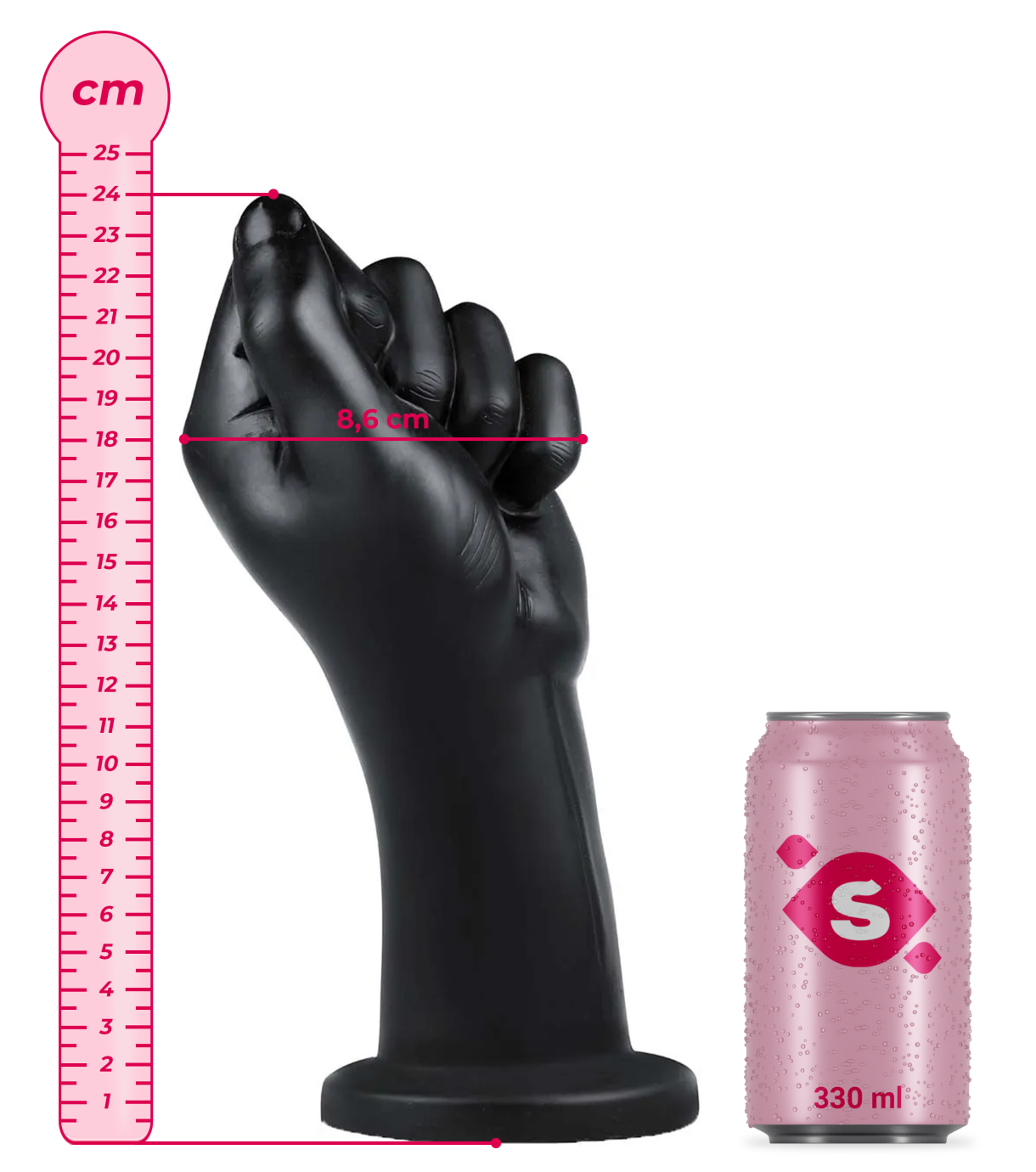 Dildo XXL cu ventuză de aspirație (24 cm)