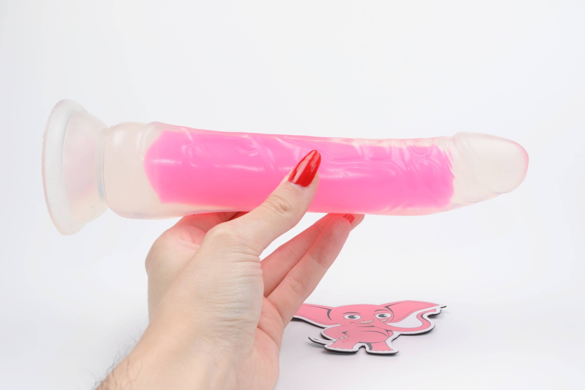 Dildo luminos cu ventuză Pinky Glow (21,5 cm)