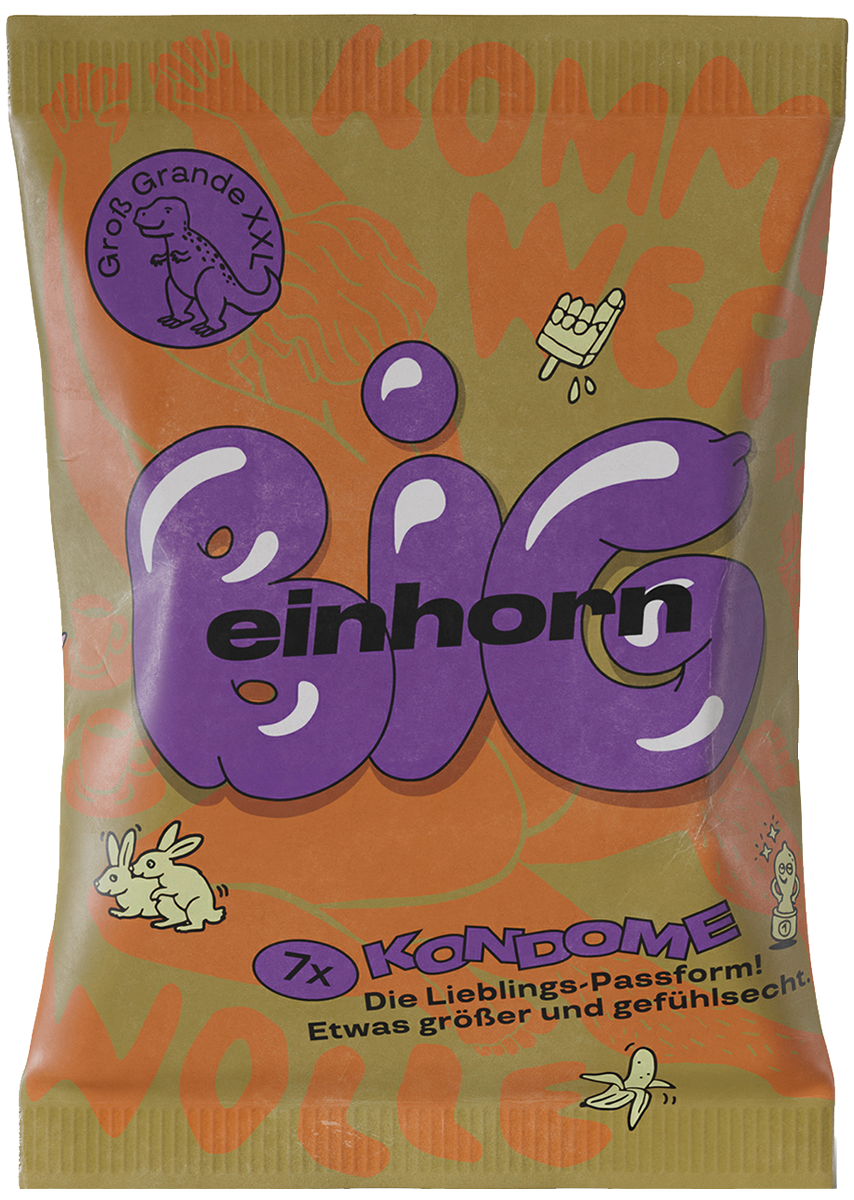 Einhorn Condoms: BIG: large vegan condoms in the chips bag