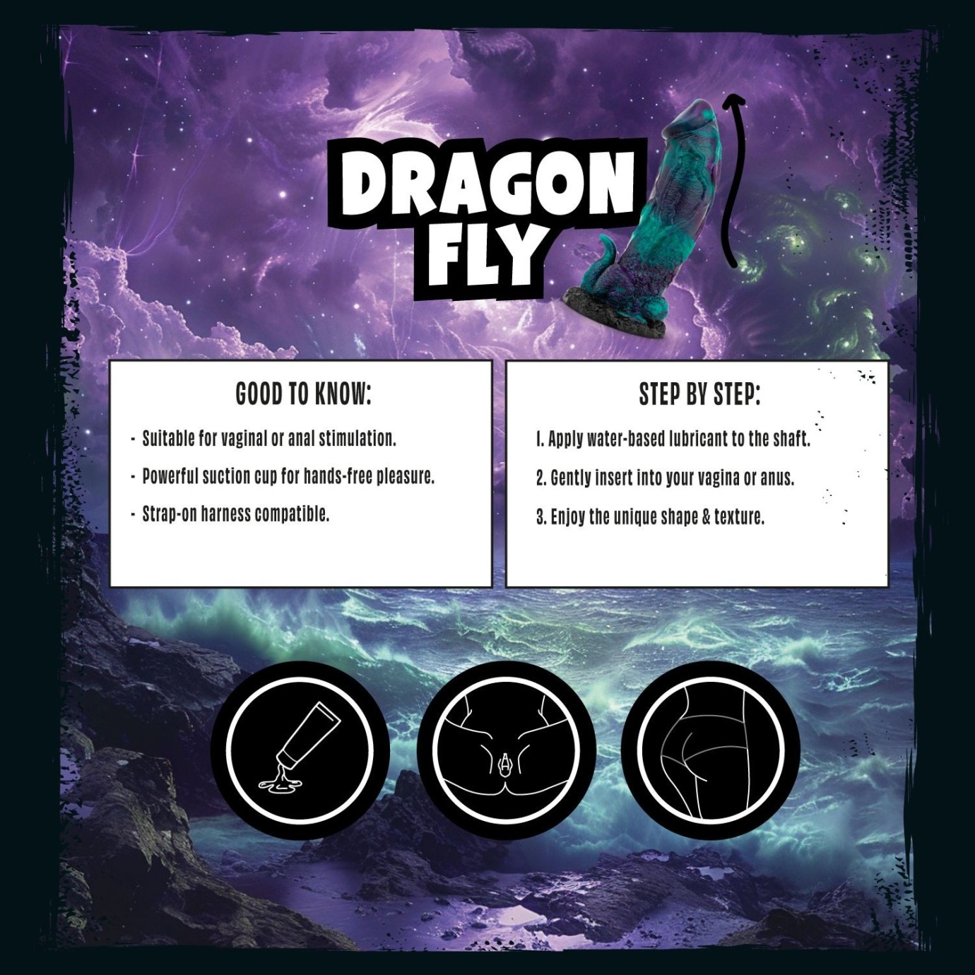 MYTHICAL MATES - Dragonfly Dildo Violet și Verde