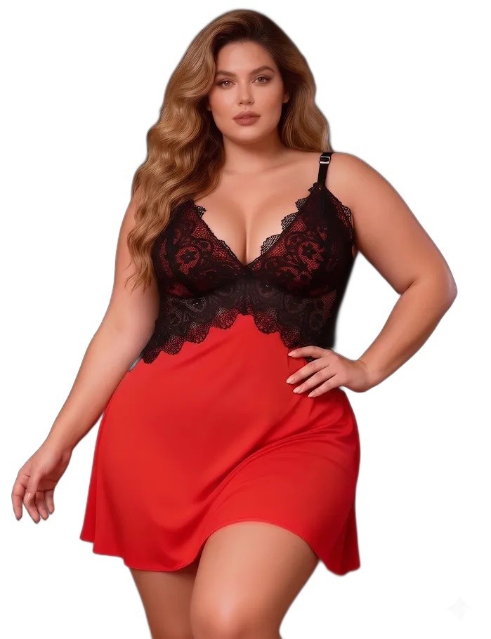 Cămașă din dantelă Inferna Black-Red