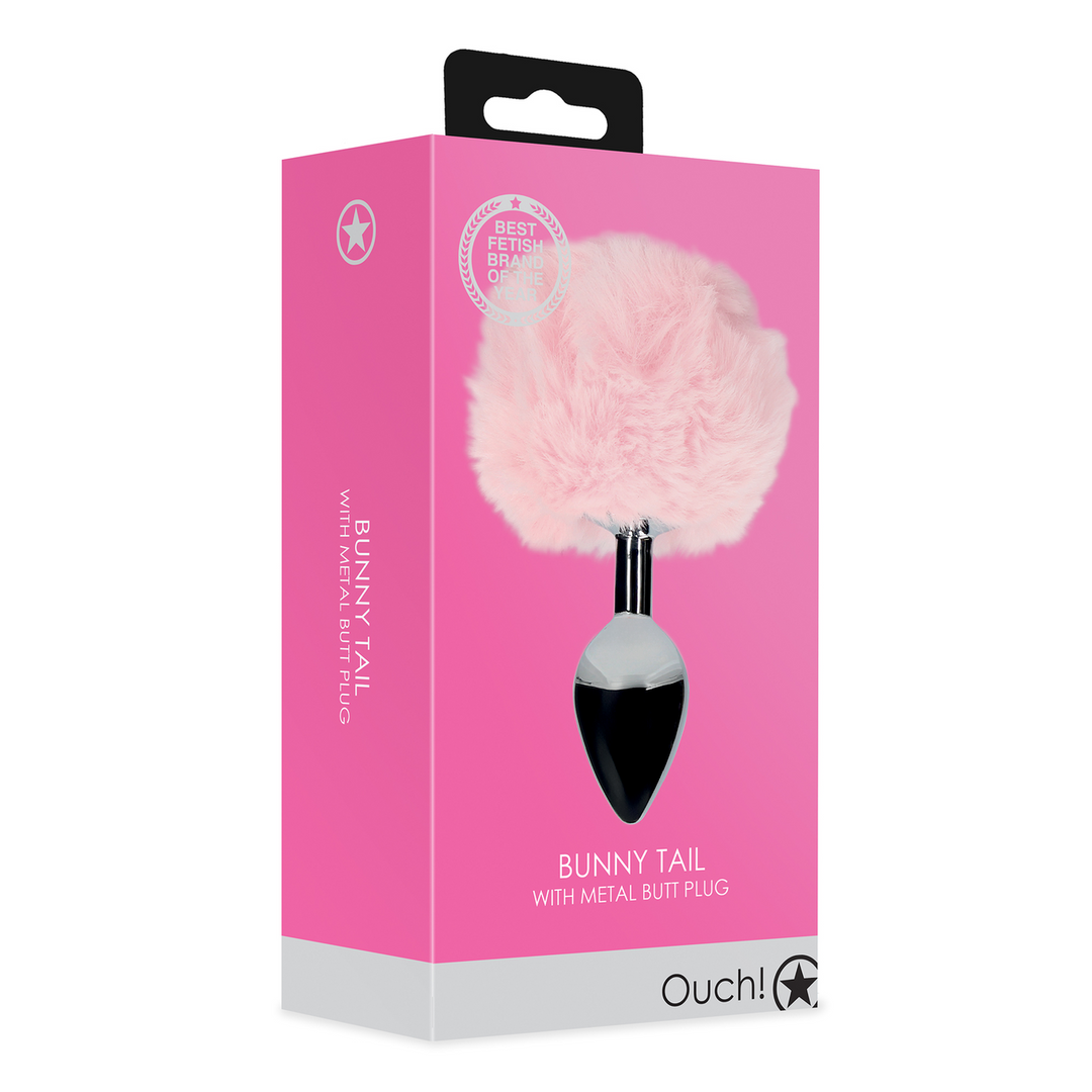 Ouch! by Shots Bunny Tail with Metal Butt Plug - Pink