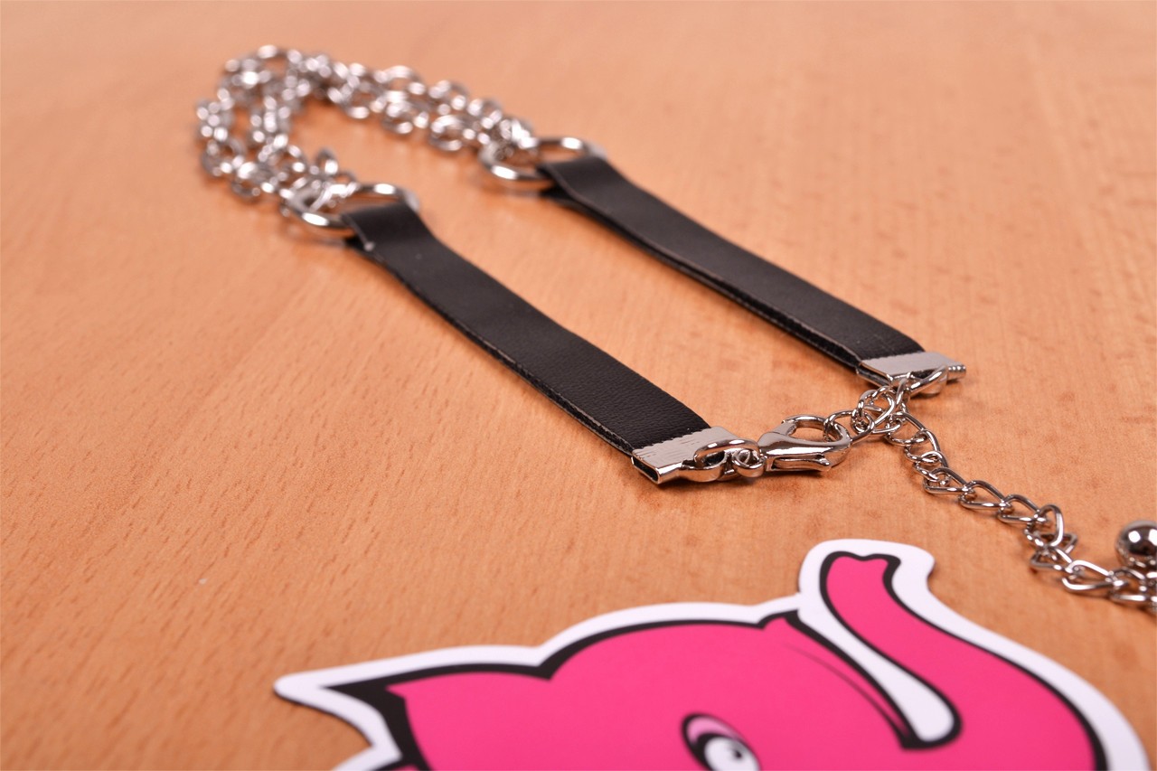 Zgardă din piele cu lanț Shameless - ședință foto în magazinul Růžový Slon Havířov