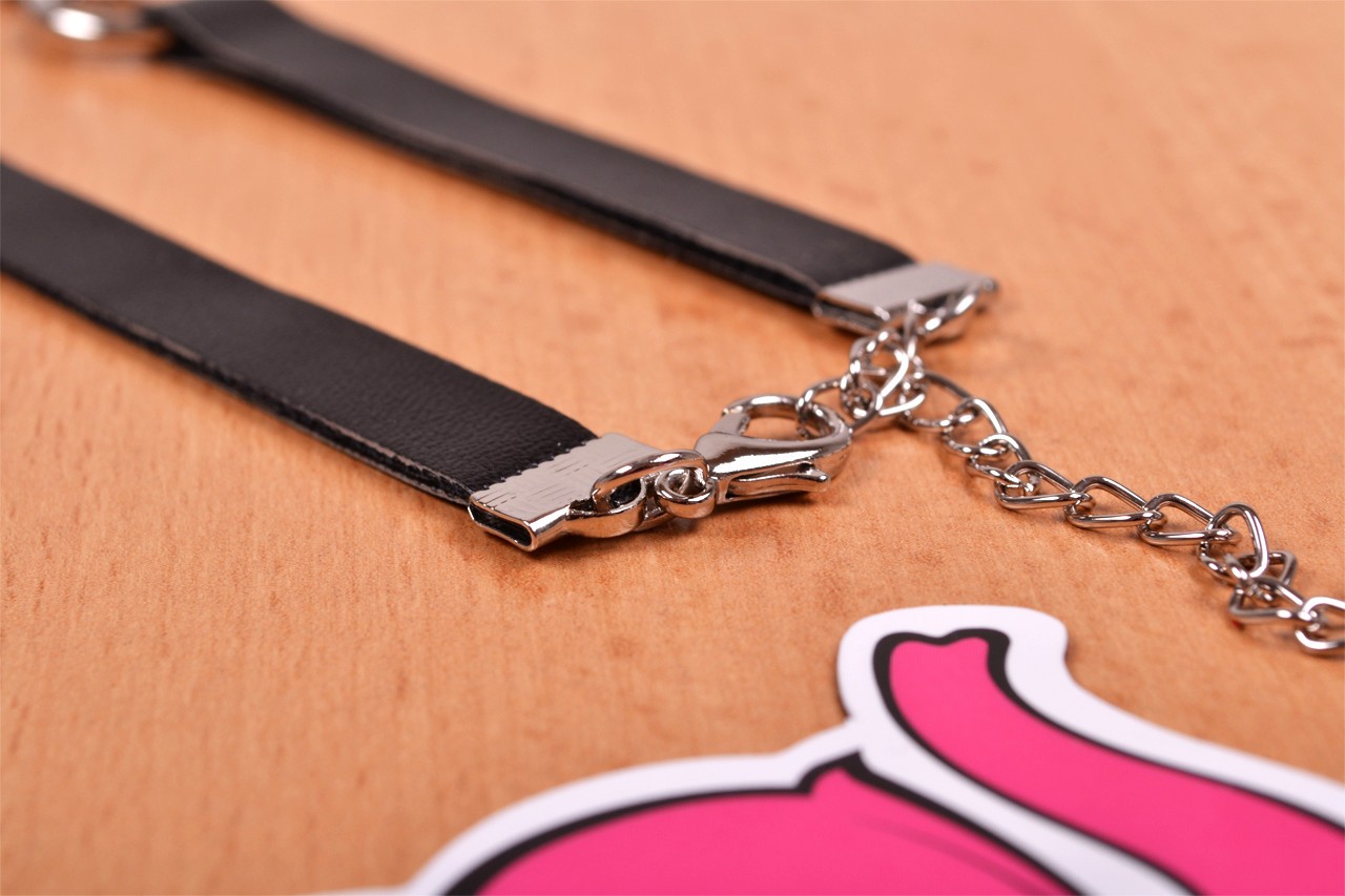 Zgardă din piele cu lanț Shameless - ședință foto în magazinul Růžový Slon Havířov