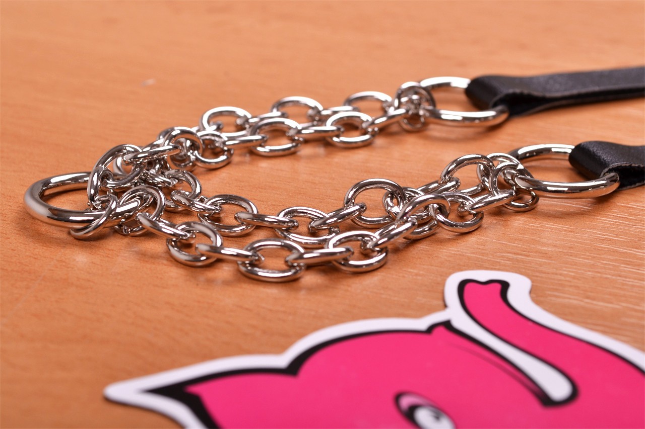 Zgardă din piele cu lanț Shameless - ședință foto în magazinul Růžový Slon Havířov