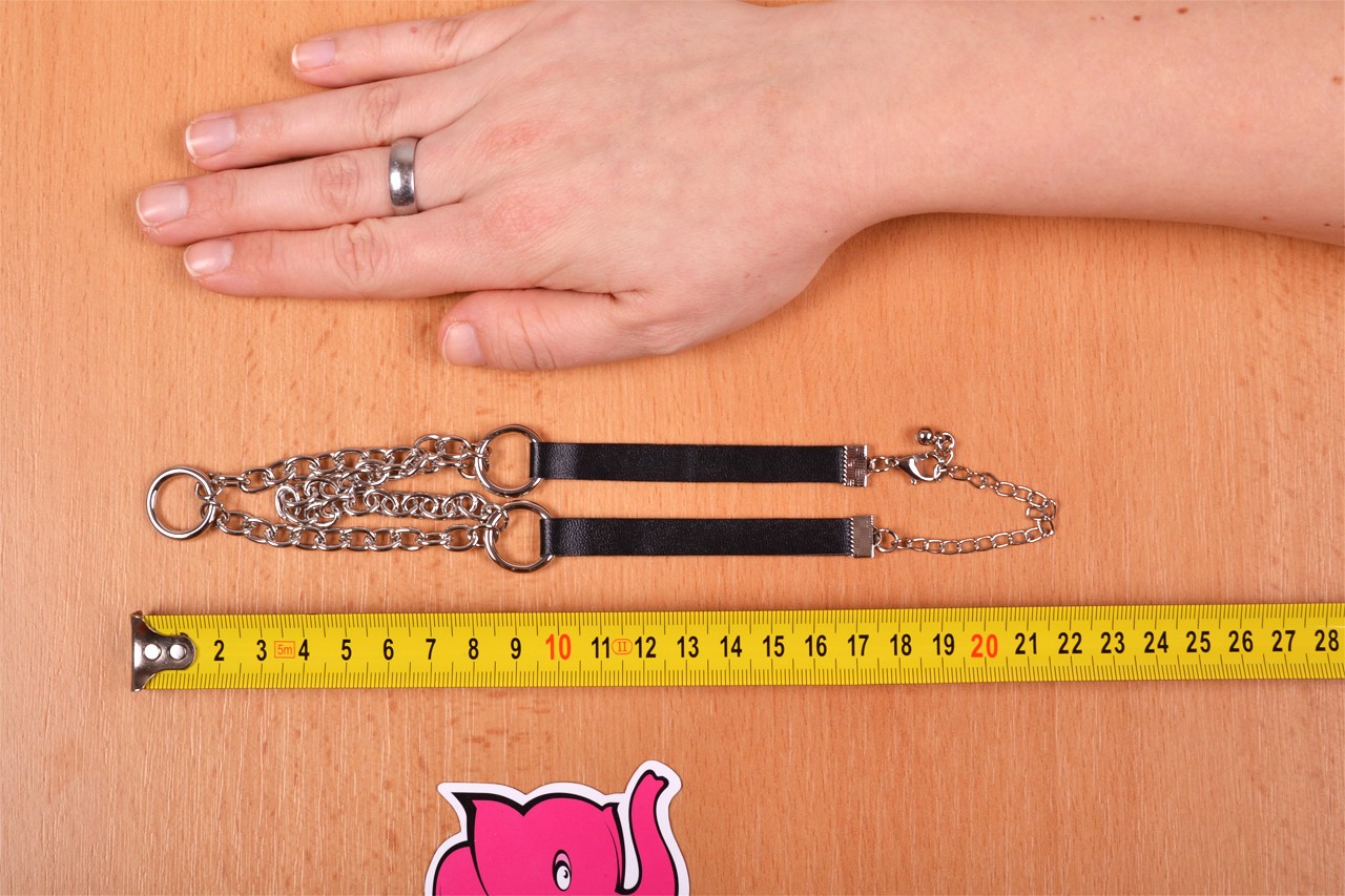 Zgardă din piele cu lanț Shameless - măsurarea lungimii