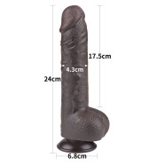 Vibrator de 24 cm cu piele alunecoasă, Straturi duble, negru
