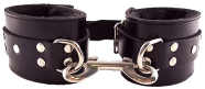 ROUGE Leather Ankle Cuffs With Faux Fur Lining Black on Black