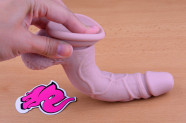 Dildo cu ventuză și testicule din silicon (18 cm), testăm flexibilitatea