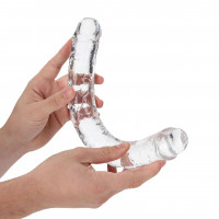 Dildo cu două fețe, transparent (34 cm)