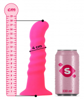 Dildo din silicon cu ventuză Hot Pink (18 cm) + cadou Geantă de jucărie