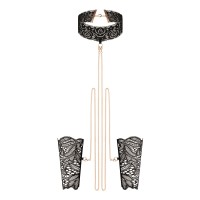 ROSY GOLD - Lace Cuffs and Collar - Black