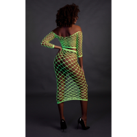 Top crop cu mâneci lungi și fustă lungă - O singură mărime - Verde neon