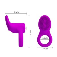 Inel pentru penis cu vibrații și stimulator de clitoris Pretty Love Cobra Purple