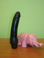 Vibrator cu gel negru, dimensiune 20 cm