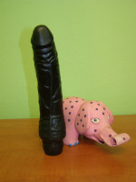 Vibrator cu gel negru, dimensiune 20 cm