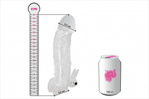 Capacul pentru penis Vibro Man - dimensiuni în comparație cu bidonul