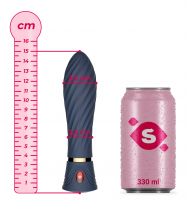 Vibrator dublu din silicon Blue Velvet (15 cm) + geantă de jucării cadou